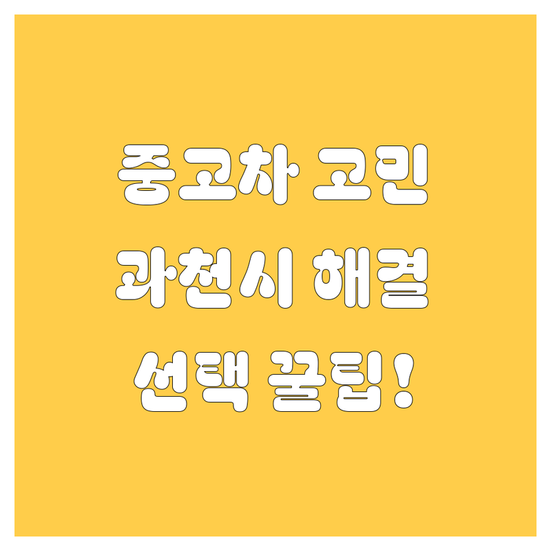 중고차 고민 해결! 과천시 중고차 솔루션 | 전문가가 알려주는 선택 팁