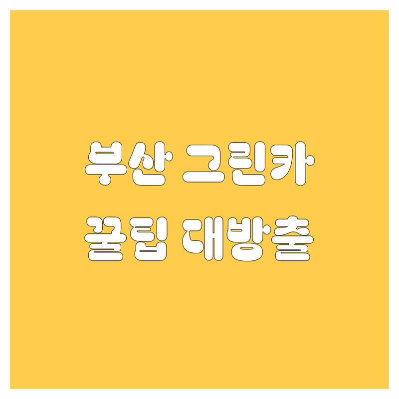 부산 그린카 렌트 완벽 가이드 | 친절한 카매니저의 꿀팁 대방출
