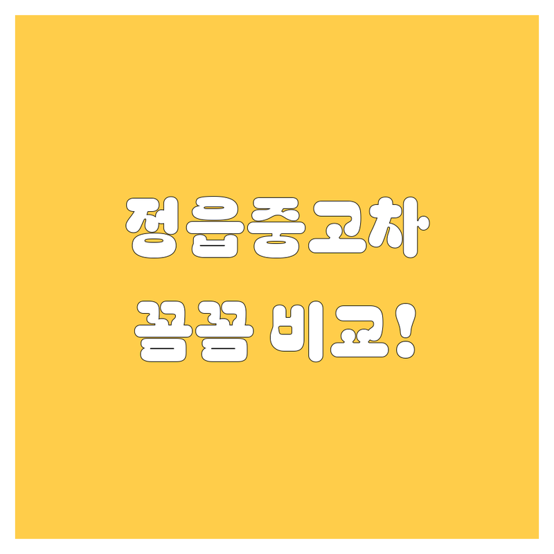정읍 중고차, 꼼꼼하게 비교하고 선택하세요! 🚗