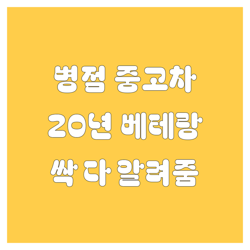 🚗 병점 중고차, 20년 베테랑 딜러가 싹 다 알려드립니다! 🔥