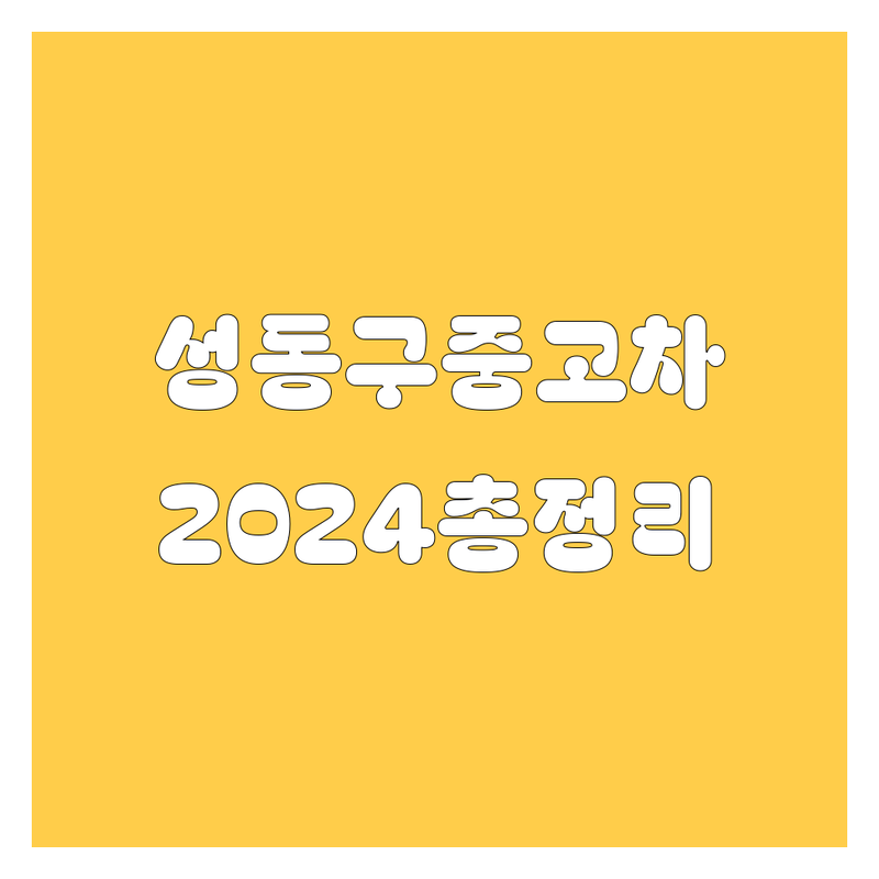 [성동구] 중고차, 2024년 최신 정보 총정리