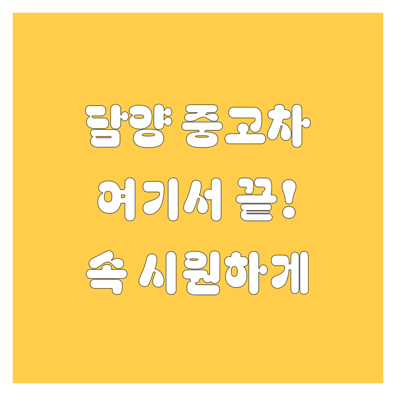 담양군 중고차, 🚗 여기서 속 시원하게 해결! 😎