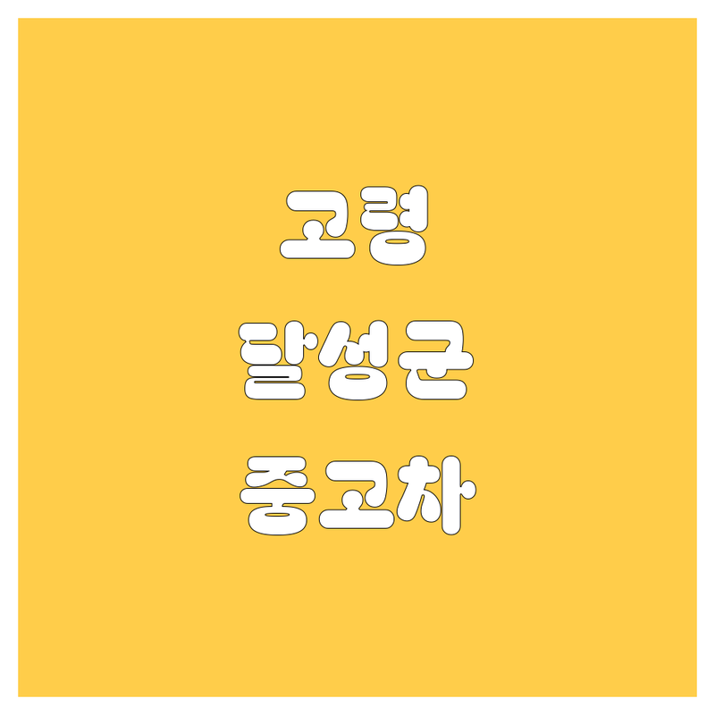 고령군, 달성군 중고차, 이제 고민 끝! 😎