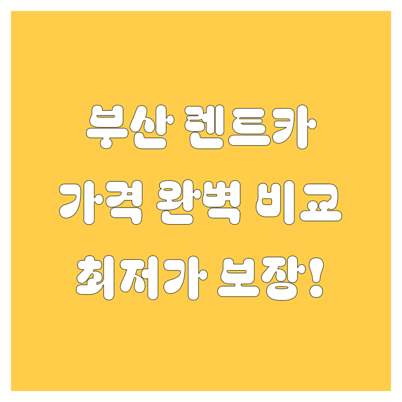 부산 렌트카, 가격부터 서비스까지 완벽 비교!