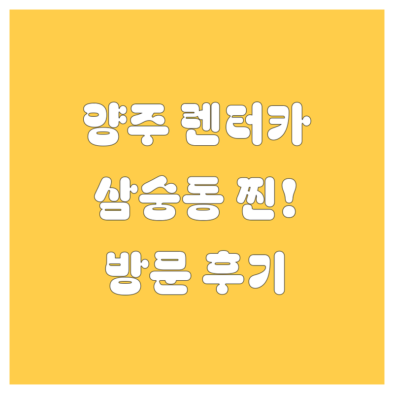 양주시 삼숭동에서 찾은 찐! 렌터카 2곳 | 직접 방문 후기 포함
