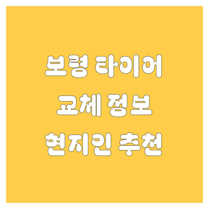 보령 타이어 교체 정보 모음 | 현지인이 추천하는 BEST 선택