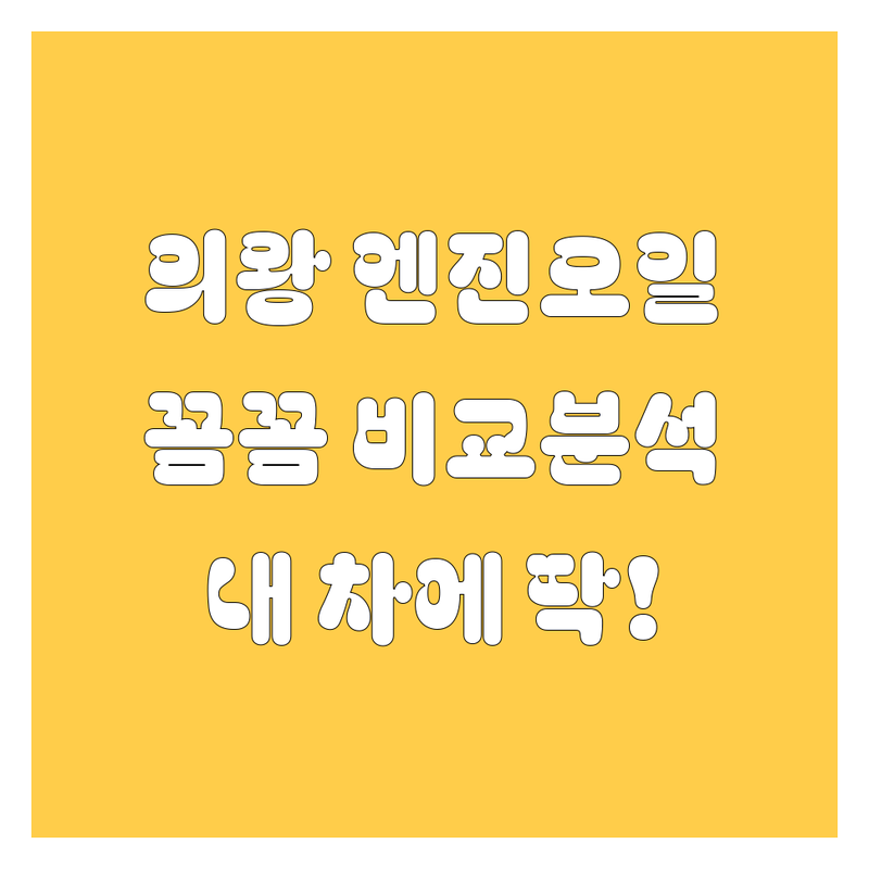 🚗💨 [의왕시] 엔진오일, 꼼꼼 비교! 내 차에 딱 맞는 오일 찾기 🛠️😎