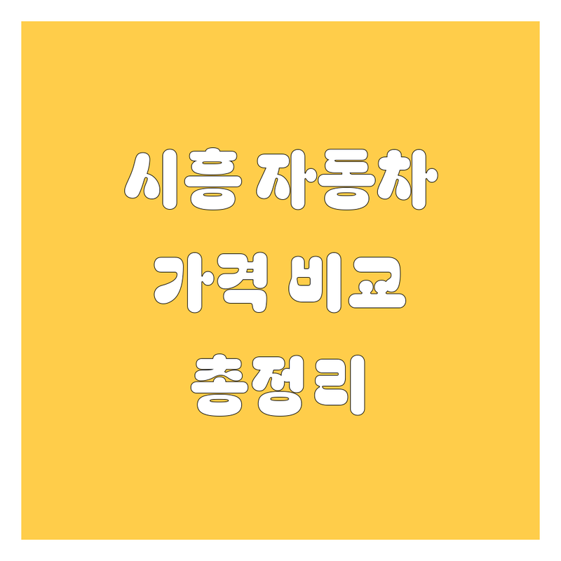 시흥 자동차 한눈에 비교 | 가격부터 서비스까지 완벽 분석