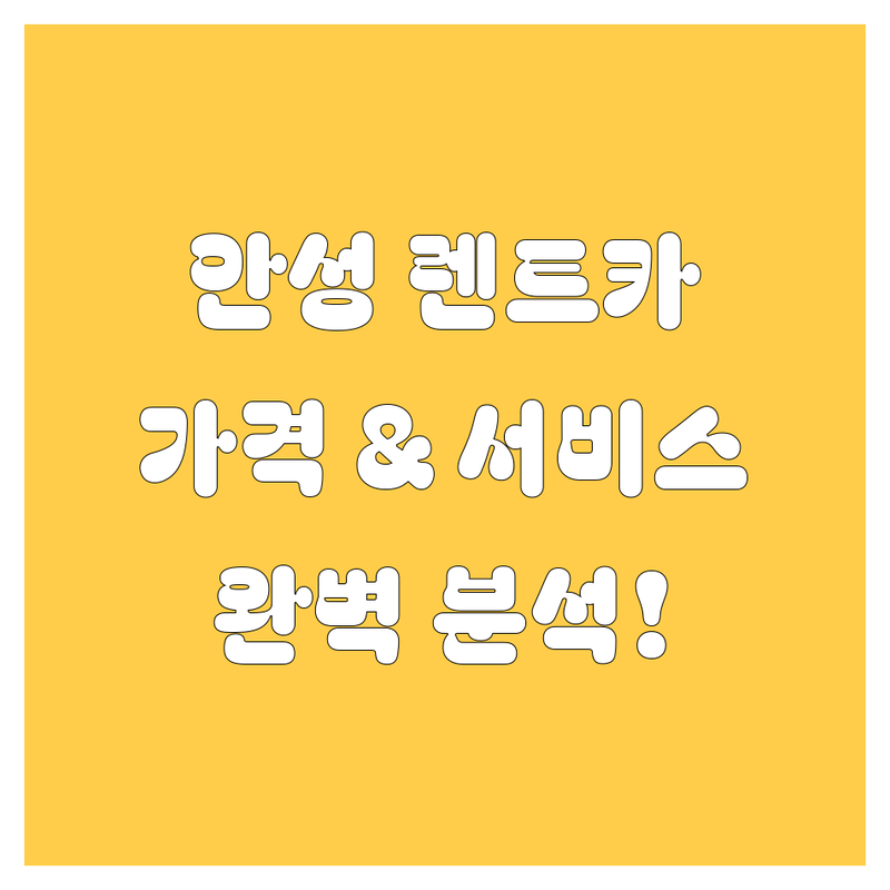 안성 렌트카, 가격부터 서비스까지 완벽 분석!