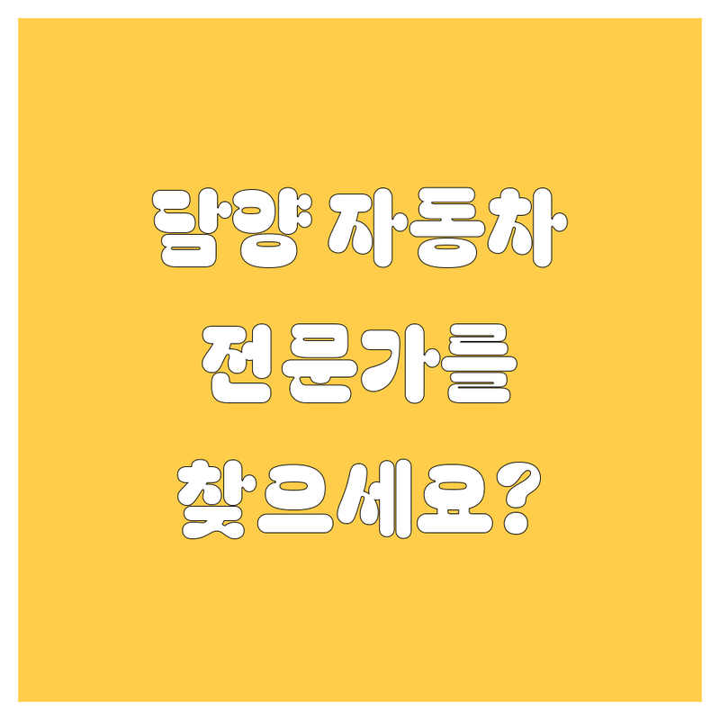 담양 자동차 전문가를 찾으세요? 현지인이 추천하는 BEST 선택!