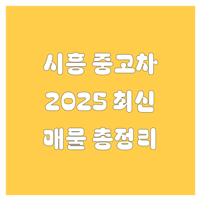 시흥시 중고차 매물, 이제 더 헤매지 마세요! 2025년 최신 정보 총정리