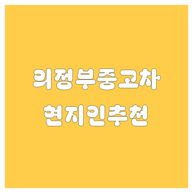 의정부 중고차 정보 모음 | 현지인이 추천하는 BEST 선택