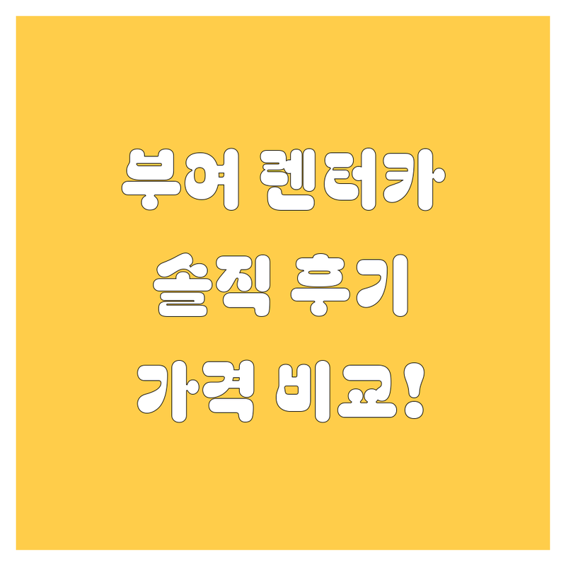 부여 렌터카, 믿고 맡길 수 있는 곳 어디? 🚗💨 솔직 후기 & 가격 비교!