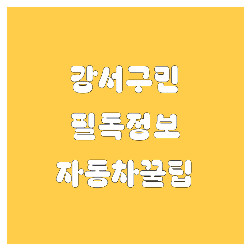 강서구 자동차 꿀팁 대방출! 🚗💨 [업종] 완전정복 가이드