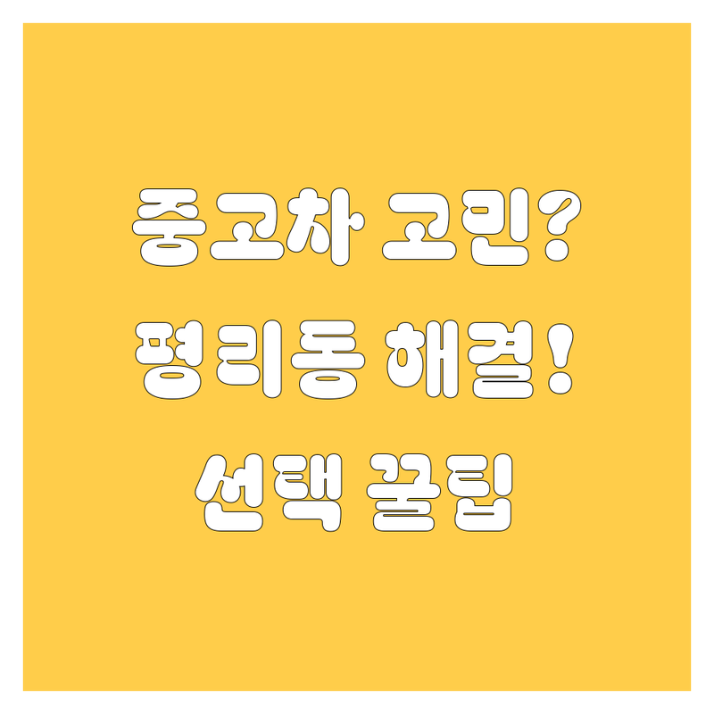 중고차 고민 해결! 대구 서구 평리동 중고차 솔루션 | 전문가가 알려주는 선택 팁
