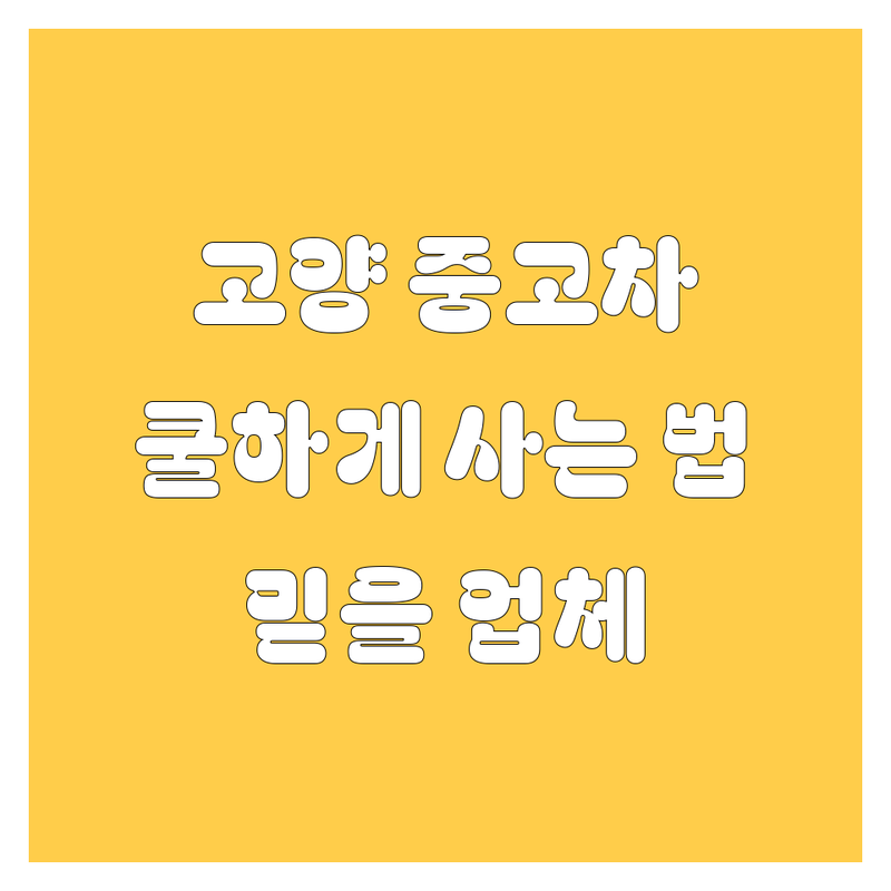 🚗 고양시 중고차, 쿨하게 사는 법! 😎 | 2024년 믿을 만한 업체 총정리 💯
