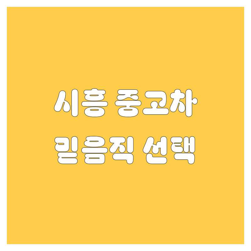 시흥 중고차, 믿음직한 선택! 가격부터 서비스까지 완벽 비교