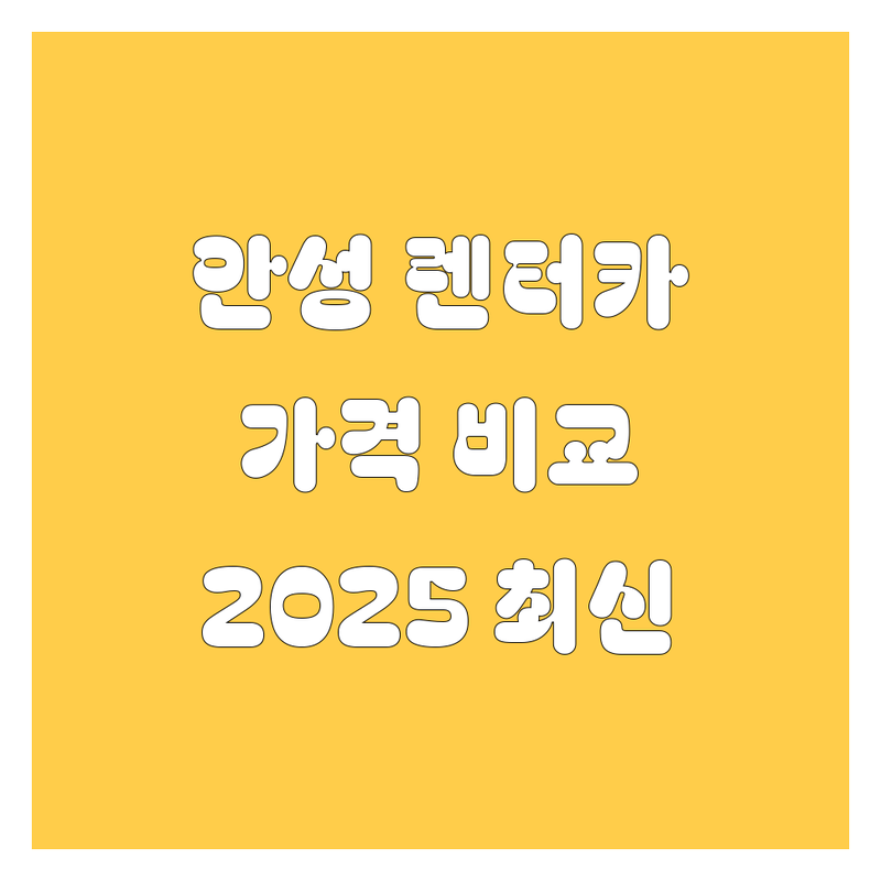 안성 렌터카 한눈에 비교 | 2025년 최신 정보 총정리