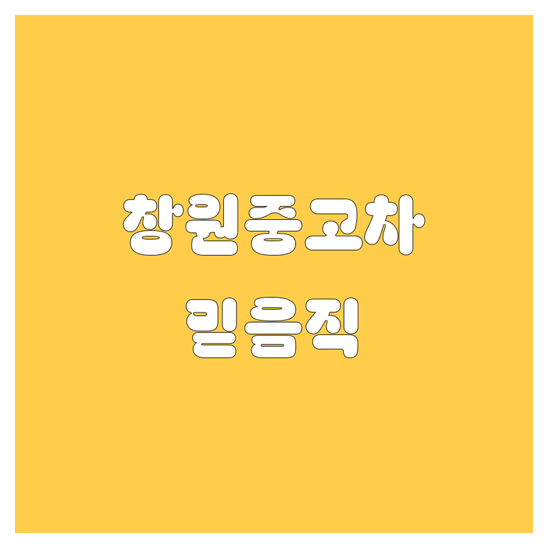 창원 중고차, 2025년 믿음직한 선택!
