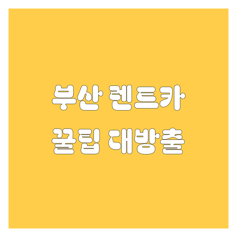부산 렌트카 어디서 빌려야 후회 안 할까? 2024년 풀ver.