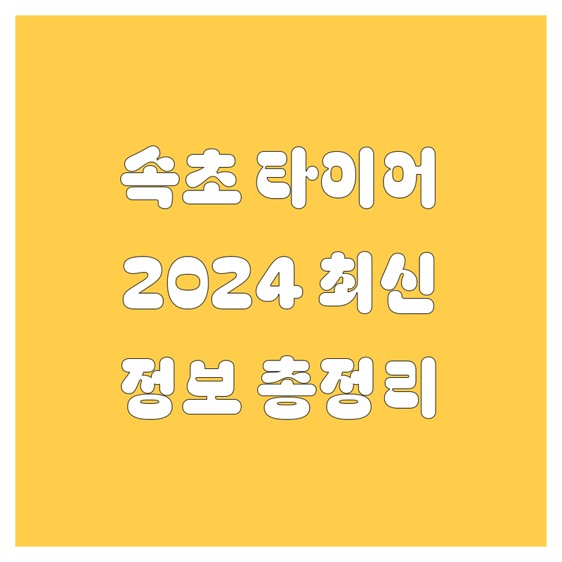 속초 타이어 교체, 2024년 최신 정보 총정리