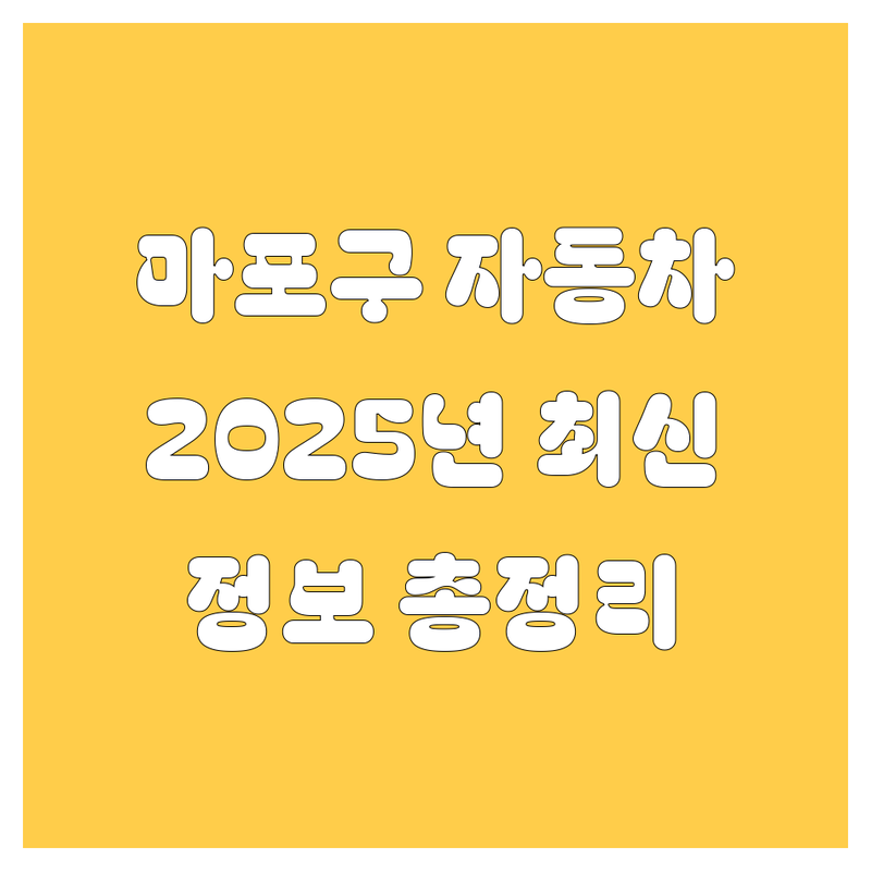 마포구 자동차, 2025년 최신 정보 총정리