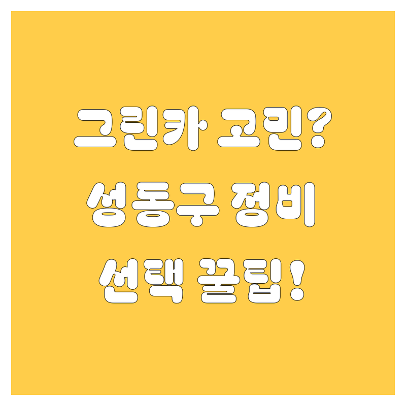 🚗 그린카 고민 해결! 서울 성동구 자동차정비 솔루션 | 전문가가 알려주는 선택 팁