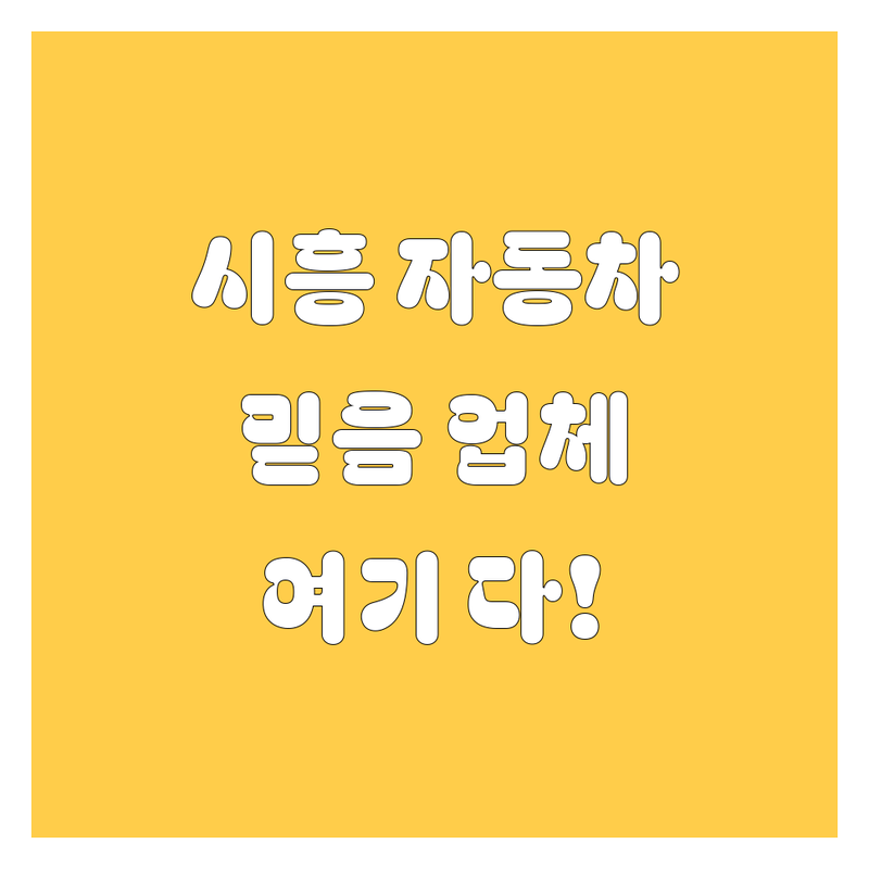 시흥에서 믿을 만한 자동차 업체, 여기서 다 찾았다! 🚗💨