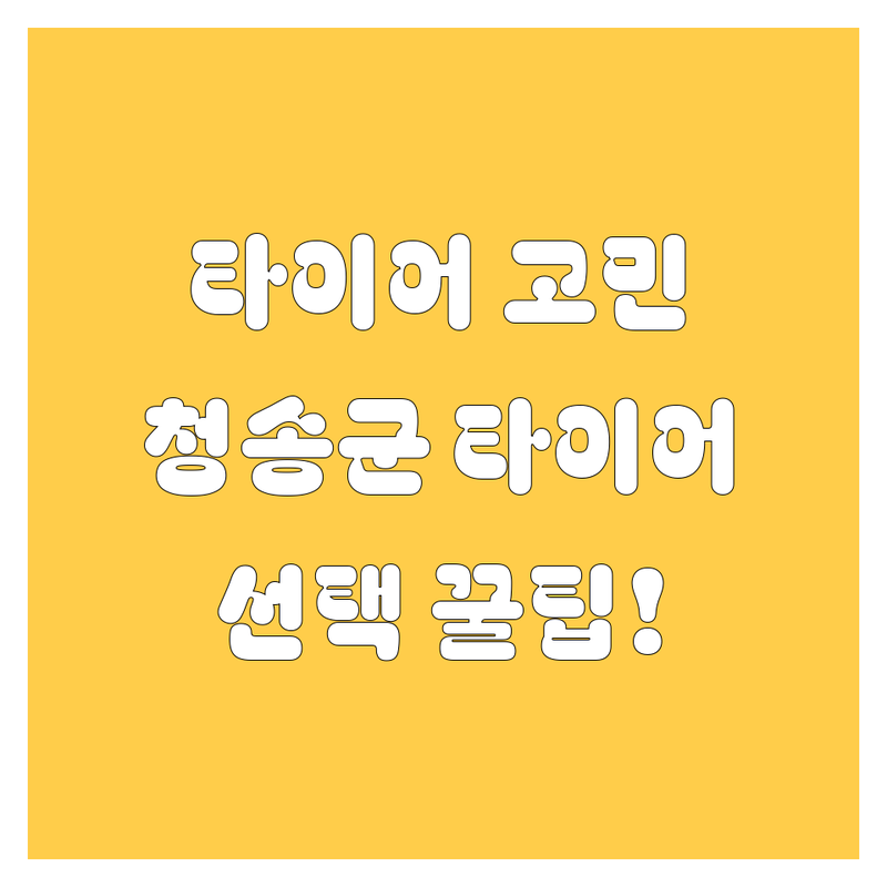 타이어 교체 고민 끝! 경북 청송군 타이어,휠 솔루션 | 전문가가 알려주는 선택 팁