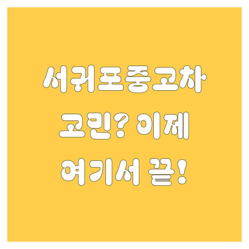 제주 서귀포 중고차, 어디서 사야 할까? 고민 끝! 현지인이 추천하는 BEST 솔루션
