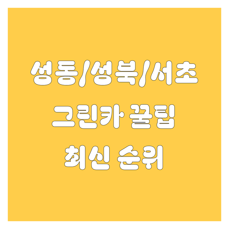 서울 성동구/성북구/서초구 그린카 베스트 선택 | 2024-2025 최신 순위 정리